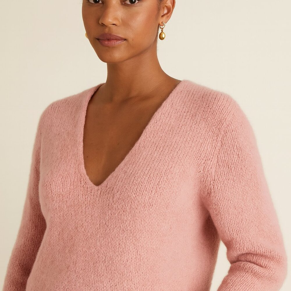MM Lafleur Cathy V-Neck Sweater Himalayan Pink Alpaca